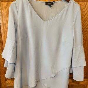 Alyx Blue Asymmetrical Bell Sleeve Blouse
